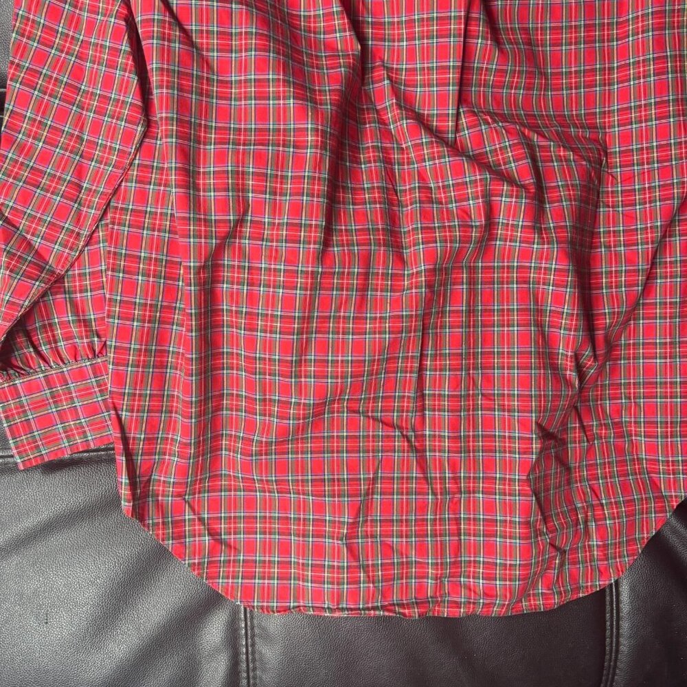 Vintage Huntington Men's Dress Shirt Red Plaid Egyptian Cotton Size 16.5-34 - Picture 10 of 14